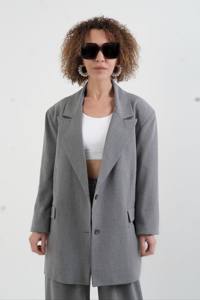 Gri Fiona Oversize Ceket