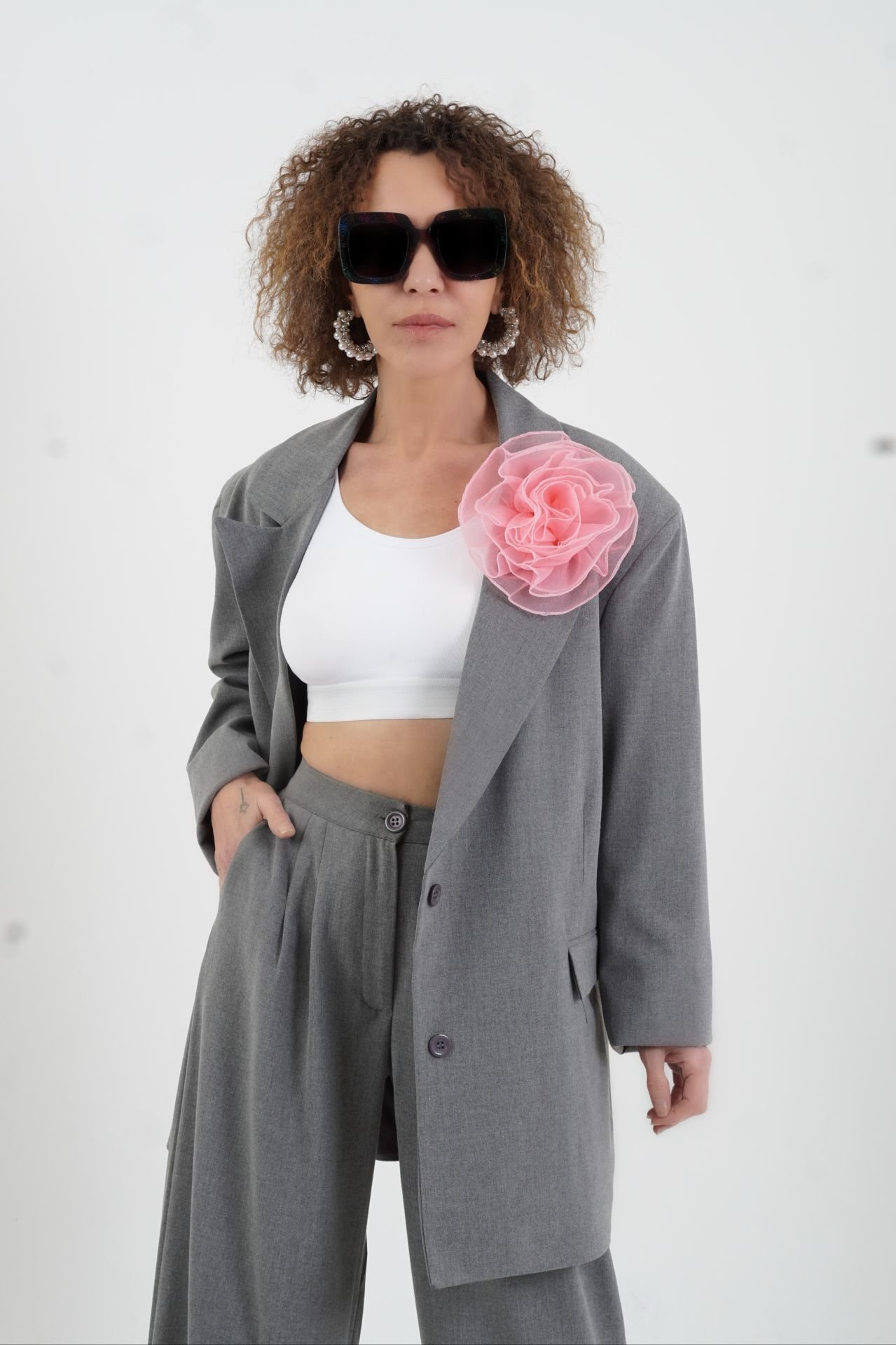 Gri Fiona Oversize Ceket