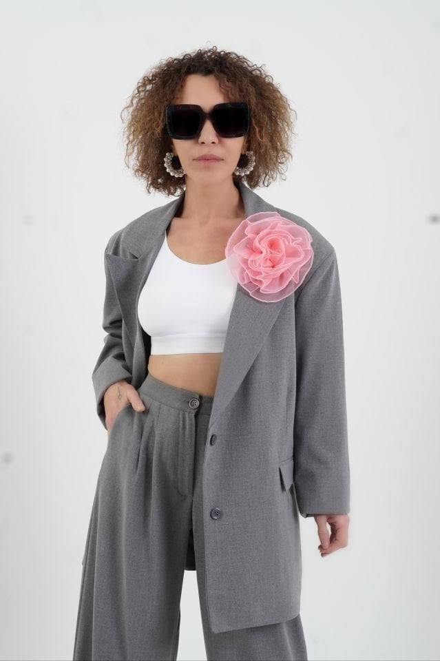 Gri Fiona Oversize Ceket