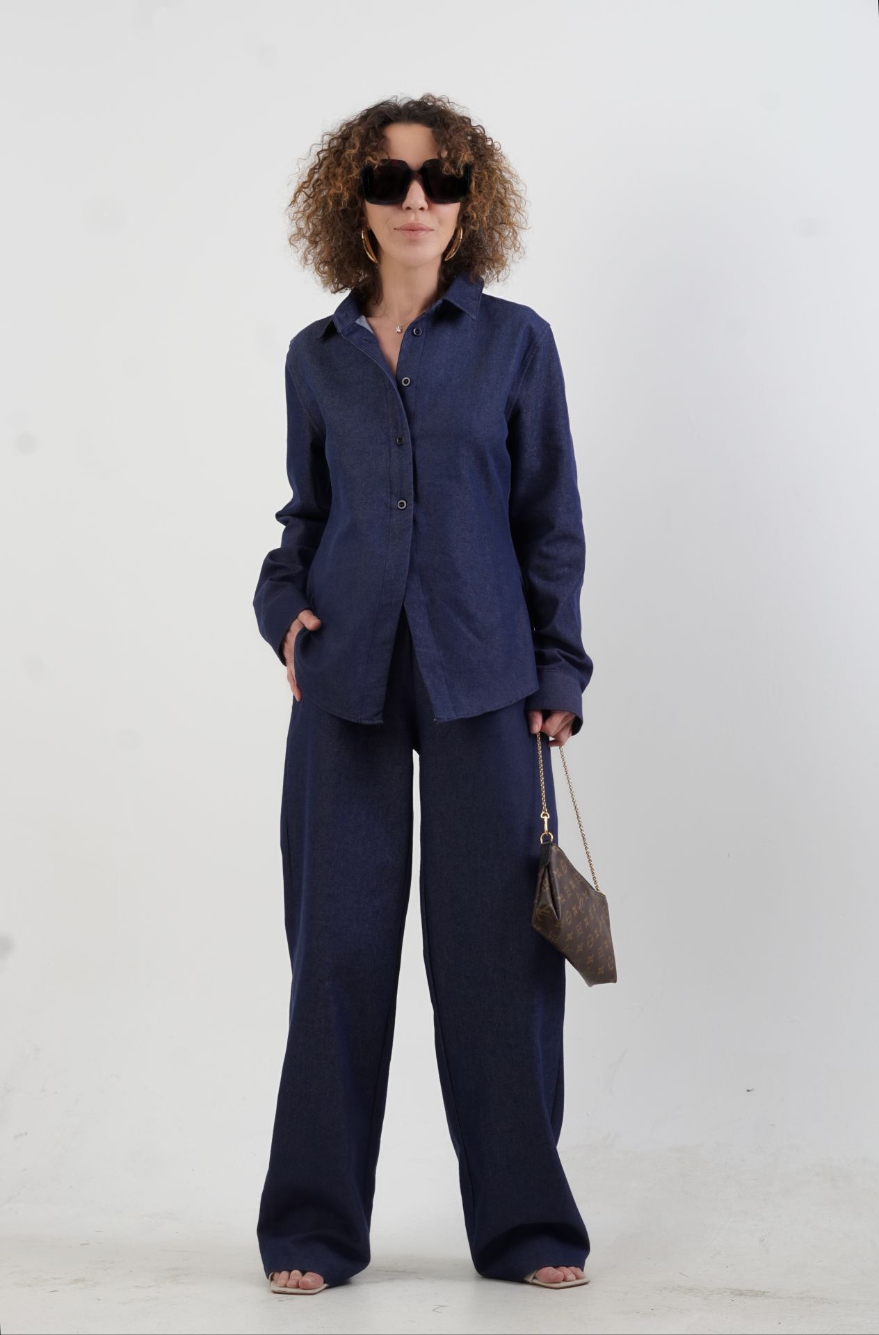 Lacivert Denim Gömlek Pantolon Takım