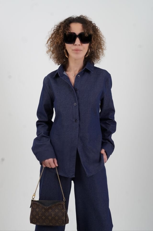 Lacivert Denim Gömlek Pantolon Takım