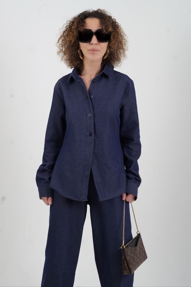 Lacivert Denim Gömlek Pantolon Takım