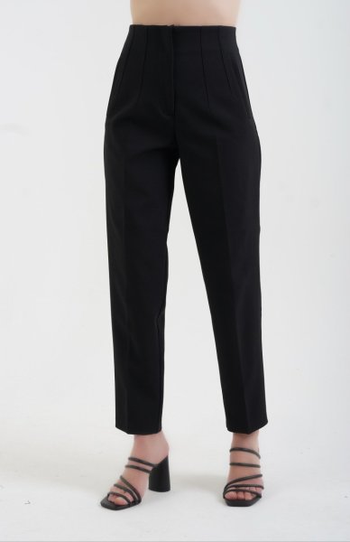 Önü Flatolu Pantolon SİYAH - L