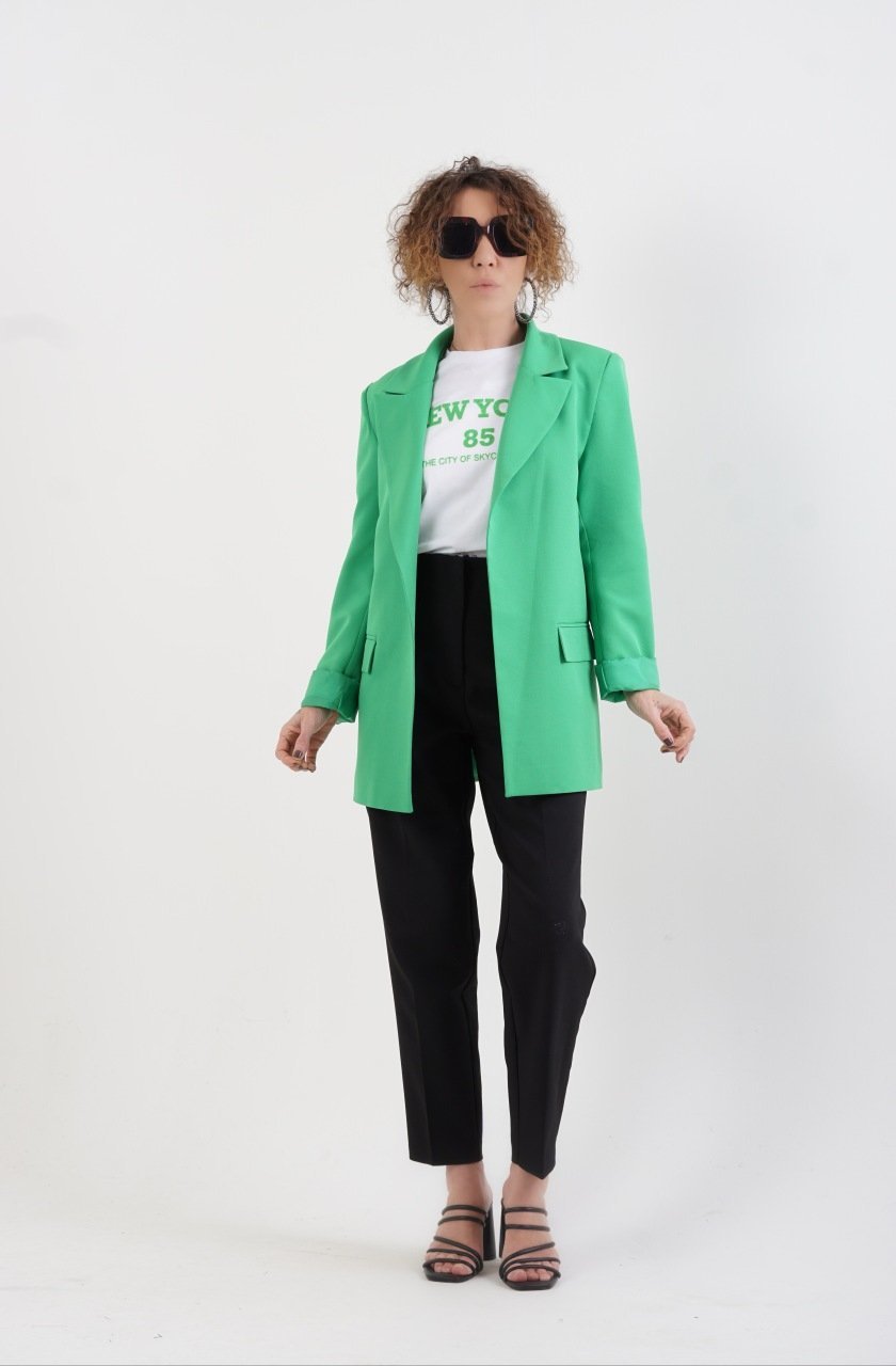 Önü Flatolu Pantolon SİYAH - M