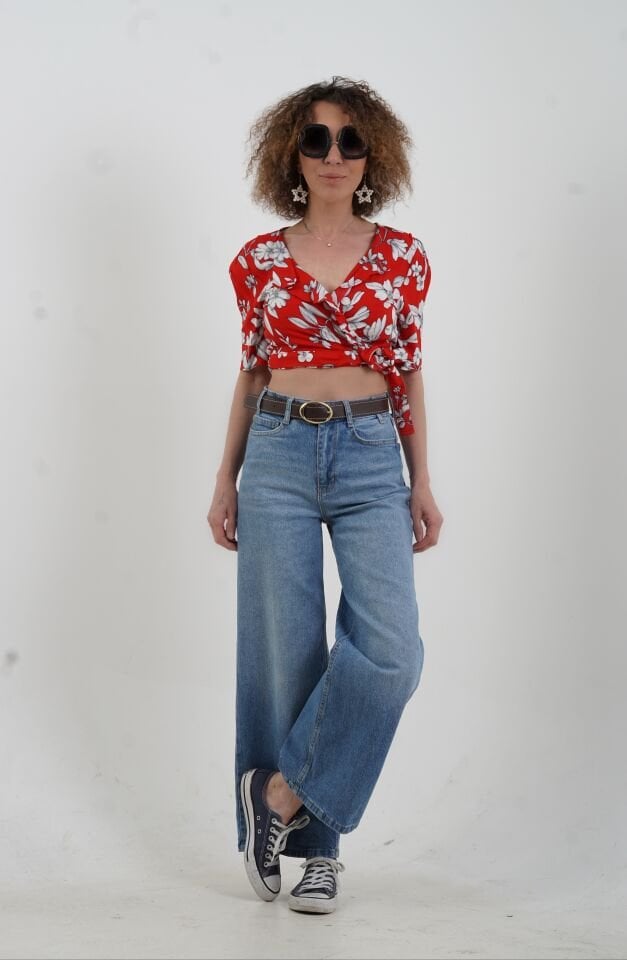 Floral Kruvaze Bluz