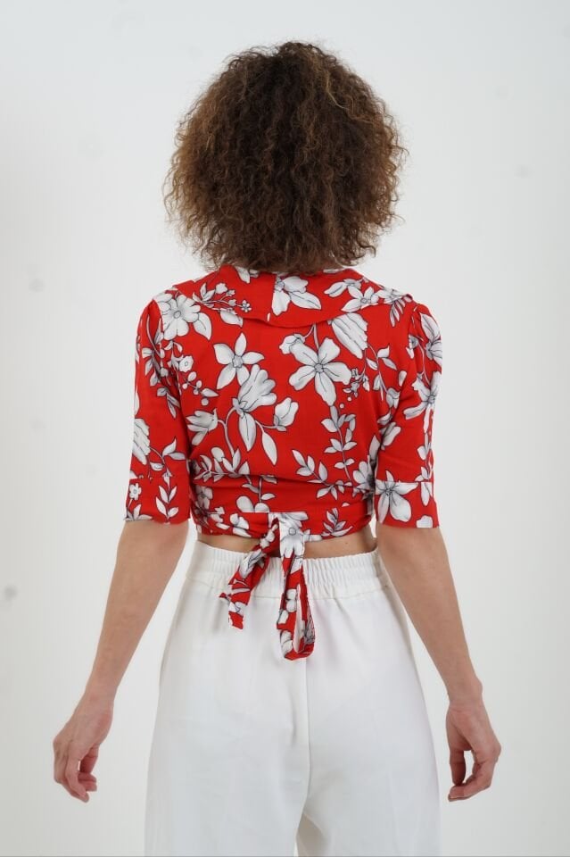 Floral Kruvaze Bluz