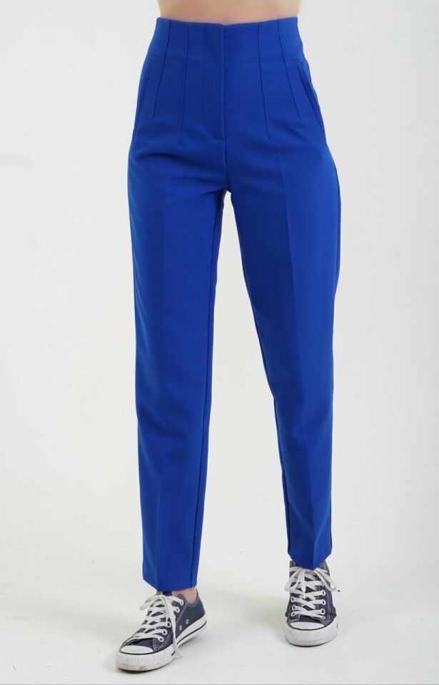 Önü Flatolu Pantolon SAKS MAVİ - L