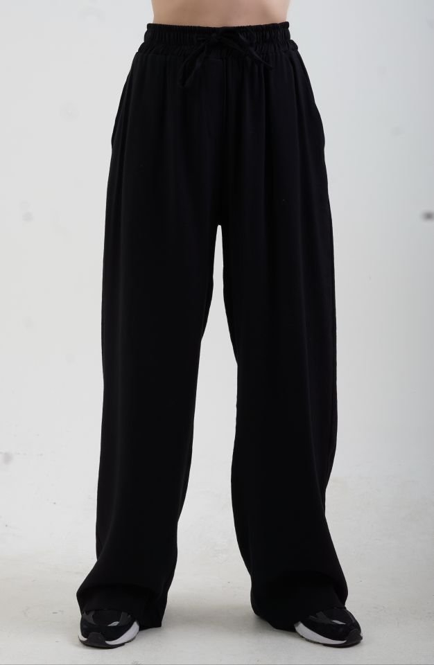 Siyah Tencel Keten Gömlek Pantolon Takım