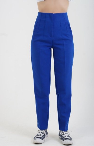 Önü Flatolu Pantolon SAKS MAVİ - XL