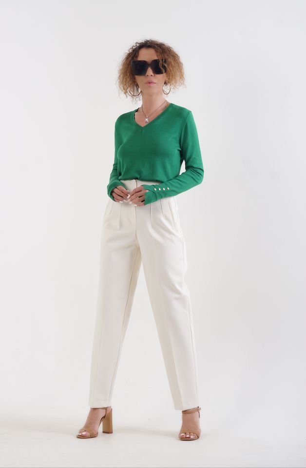 Önü Flatolu Pantolon AÇIK BEJ - XL