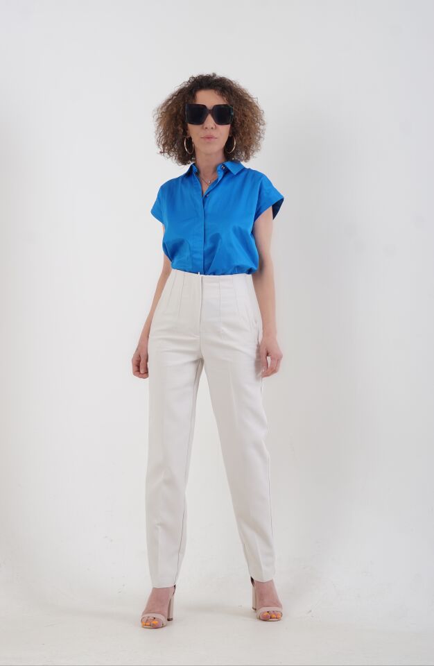 Önü Flatolu Pantolon TAŞ - XL