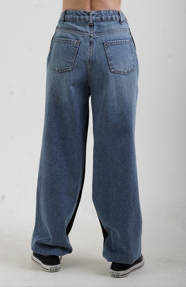 Mavi Siyah İki Renkli Jean Pantolon