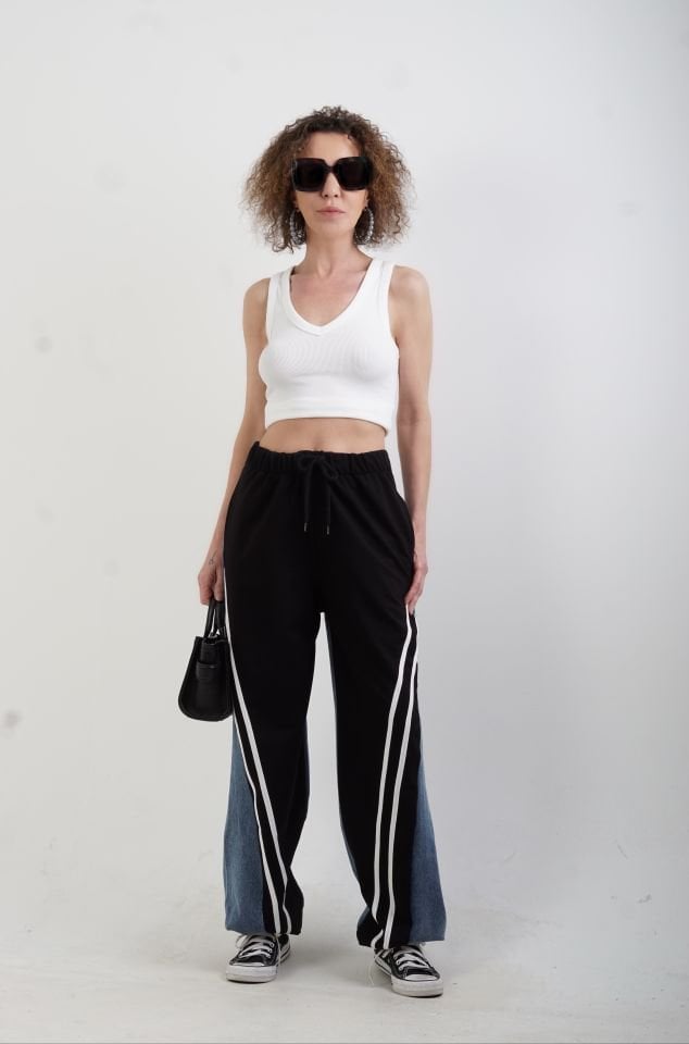 Mavi Siyah İki Renkli Jean Pantolon